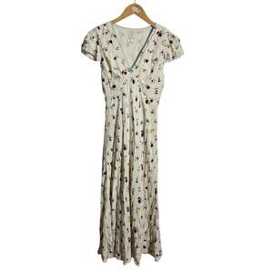 Gap x DOEN Midi Dress Women 4 Cream Floral Feminine Tradwife Cottagecore Peasant